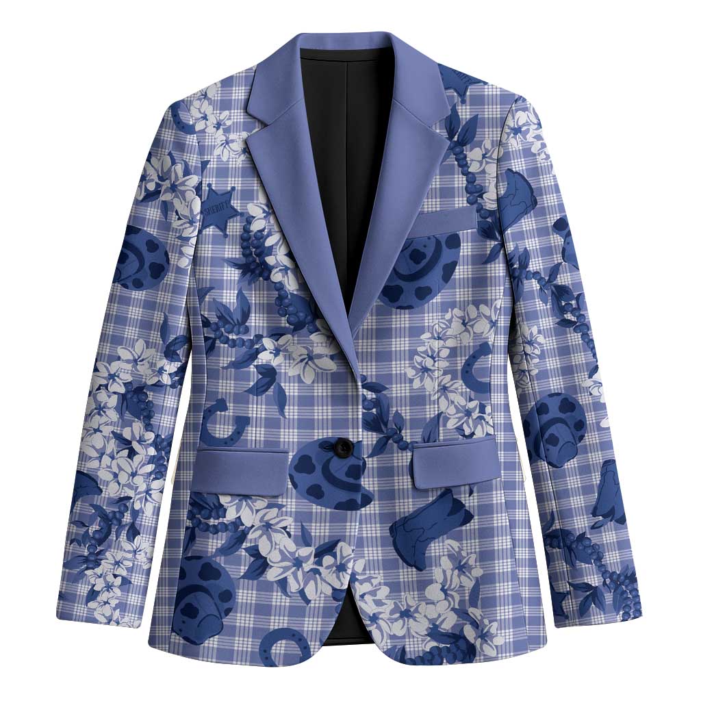 Mokihana Maile Ilima Leis Paniolo Palaka Blazer Hawaiian Polu Spirit LT9 Unisex Blue - Polynesian Pride