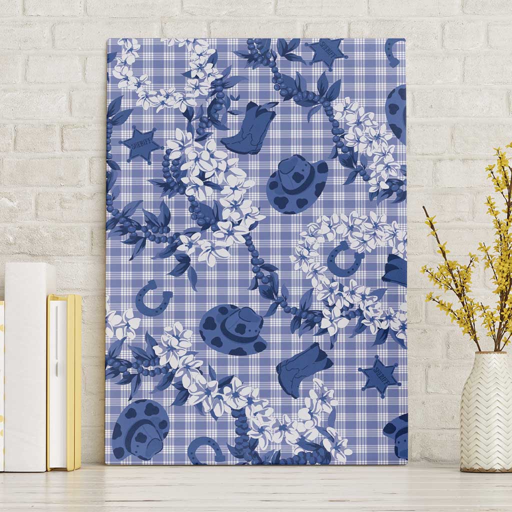 Mokihana Maile Ilima Leis Paniolo Palaka Canvas Wall Art Hawaiian Polu Spirit LT9 Without Frame Blue - Polynesian Pride