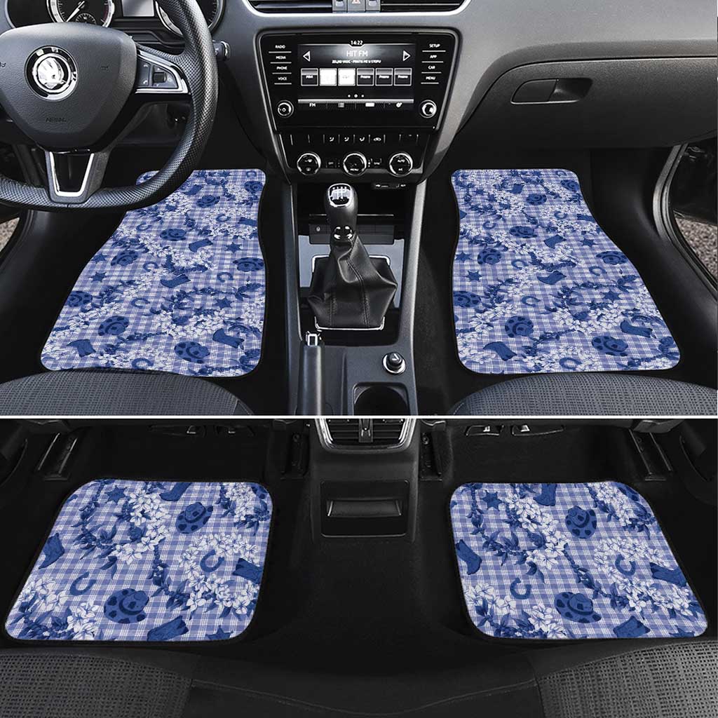Mokihana Maile Ilima Leis Paniolo Palaka Car Mats Hawaiian Polu Spirit LT9 Set 4pcs Blue - Polynesian Pride