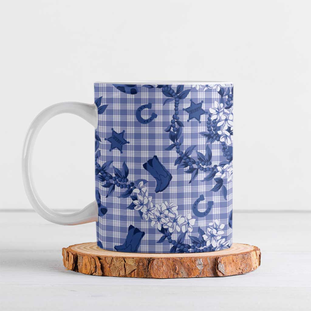 Mokihana Maile Ilima Leis Paniolo Palaka Ceramic Mug Hawaiian Polu Spirit LT9 Blue - Polynesian Pride