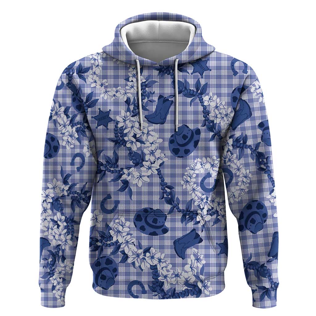 Mokihana Maile Ilima Leis Paniolo Palaka Hoodie Hawaiian Polu Spirit LT9 Pullover Hoodie Blue - Polynesian Pride