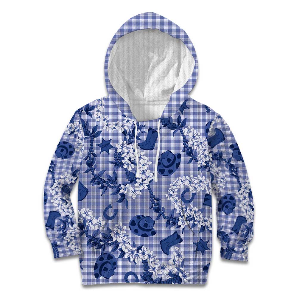 Mokihana Maile Ilima Leis Paniolo Palaka Kid Hoodie Hawaiian Polu Spirit LT9 Hoodie Blue - Polynesian Pride