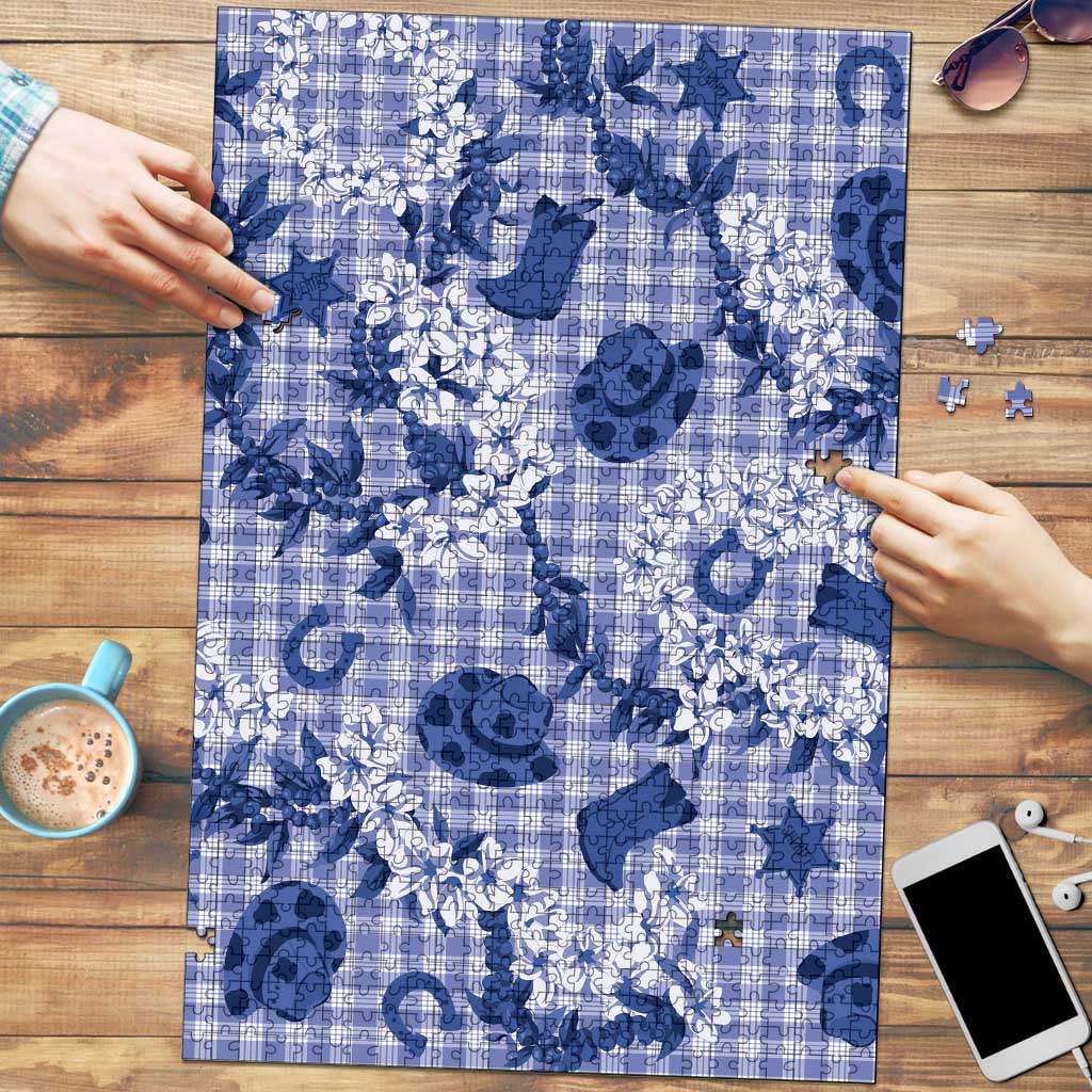 Mokihana Maile Ilima Leis Paniolo Palaka Puzzle Hawaiian Polu Spirit LT9 Blue - Polynesian Pride