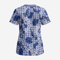 Mokihana Maile Ilima Leis Paniolo Palaka Scrub Top Hawaiian Polu Spirit LT9 - Polynesian Pride