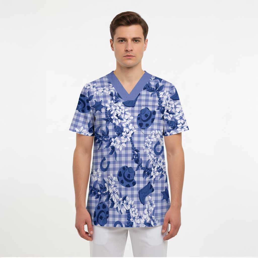 Mokihana Maile Ilima Leis Paniolo Palaka Scrub Top Hawaiian Polu Spirit LT9 - Polynesian Pride