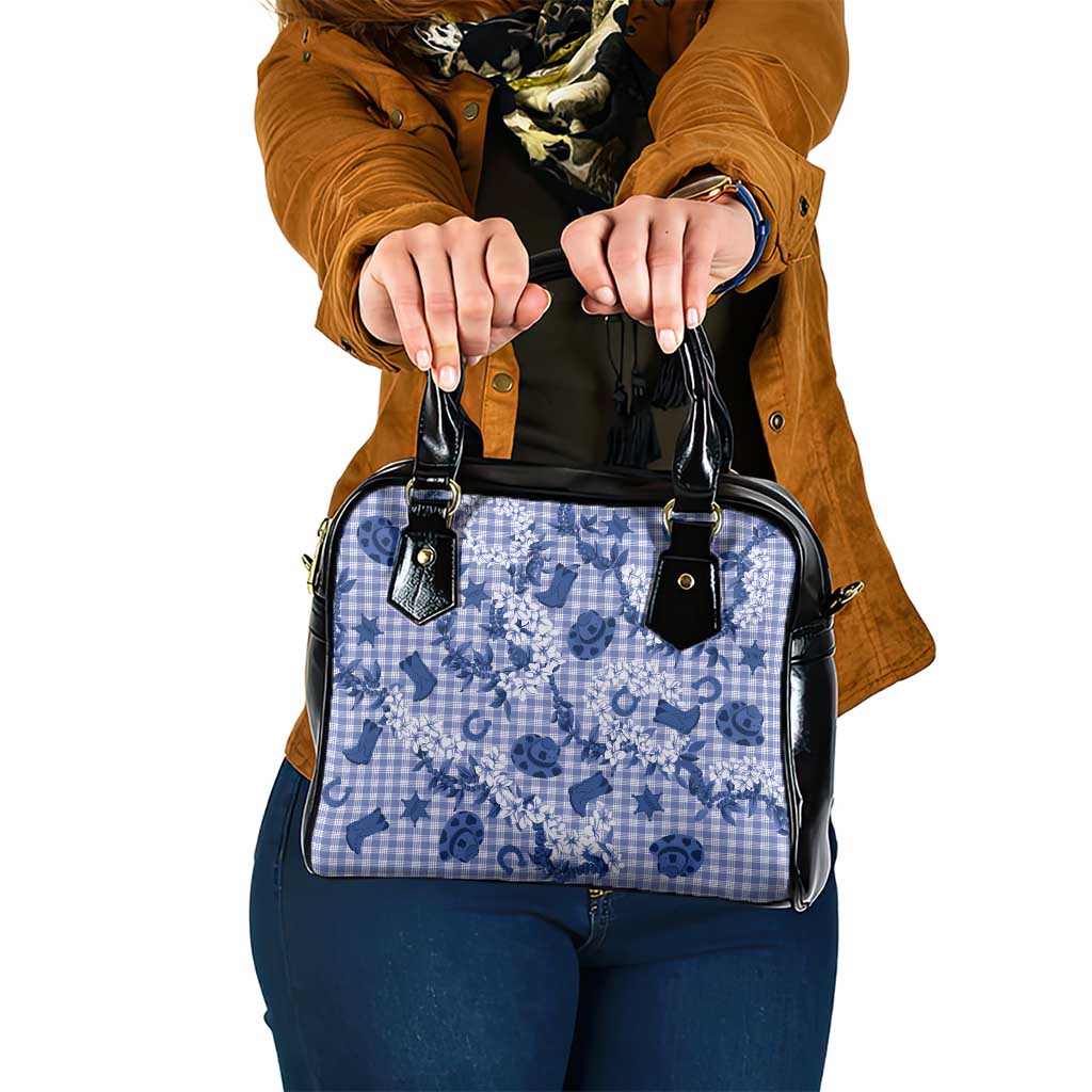 Mokihana Maile Ilima Leis Paniolo Palaka Shoulder Handbag Hawaiian Polu Spirit LT9 One Size Blue - Polynesian Pride