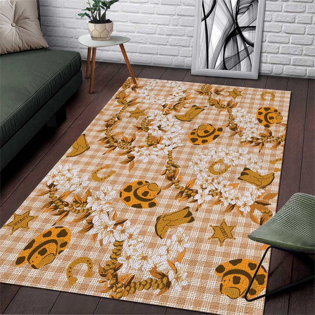 Mokihana Maile Ilima Leis Paniolo Palaka Area Rug Hawaiian Kula Spirit LT9 Gold - Polynesian Pride