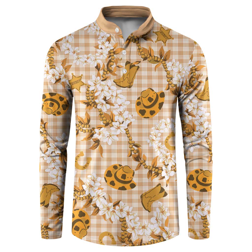 Mokihana Maile Ilima Leis Paniolo Palaka Button Sweatshirt Hawaiian Kula Spirit LT9 Gold - Polynesian Pride