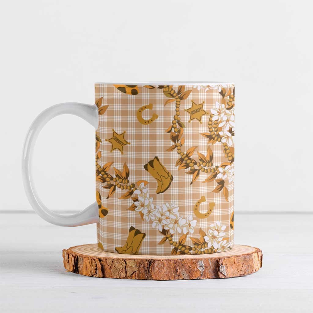 Mokihana Maile Ilima Leis Paniolo Palaka Ceramic Mug Hawaiian Kula Spirit LT9 Gold - Polynesian Pride