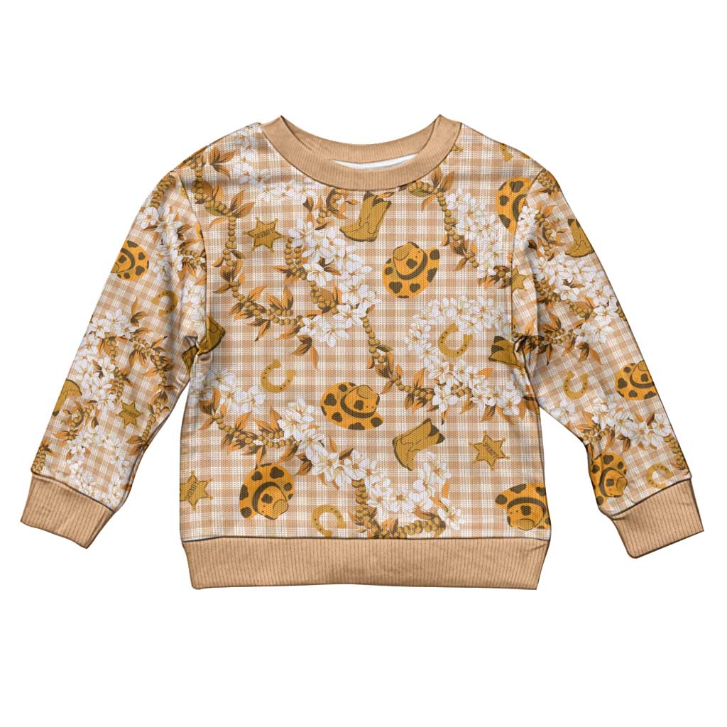 Mokihana Maile Ilima Leis Paniolo Palaka Kid Ugly Christmas Sweater Hawaiian Kula Spirit LT9 Kid Gold - Polynesian Pride