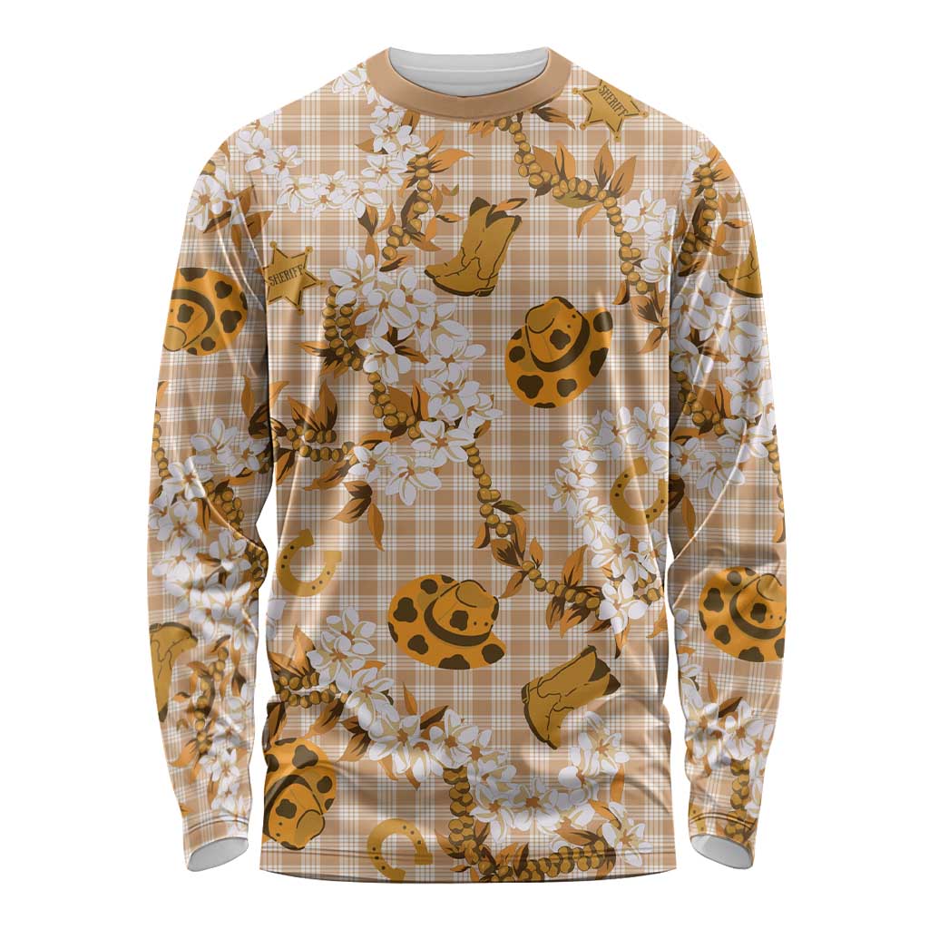 Mokihana Maile Ilima Leis Paniolo Palaka Long Sleeve Shirt Hawaiian Kula Spirit LT9 Unisex Gold - Polynesian Pride