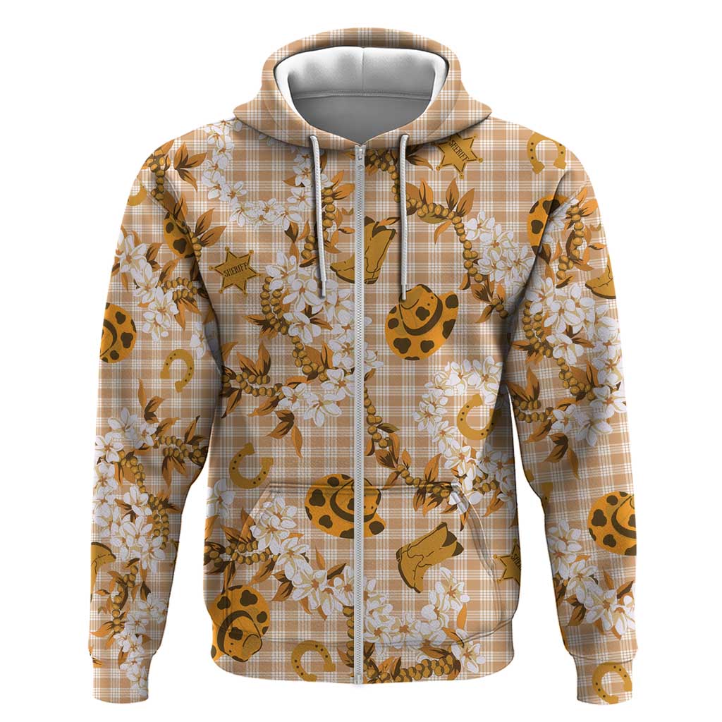 Mokihana Maile Ilima Leis Paniolo Palaka Zip Hoodie Hawaiian Kula Spirit LT9 Zip Hoodie Gold - Polynesian Pride