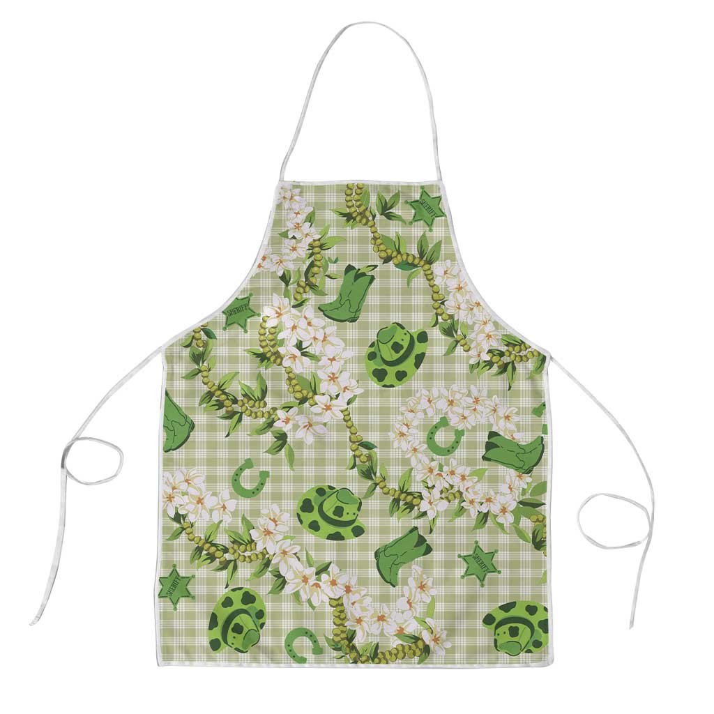 Mokihana Maile Ilima Leis Paniolo Palaka Apron Hawaiian Omaomo Ala Spirit LT9 Green - Polynesian Pride
