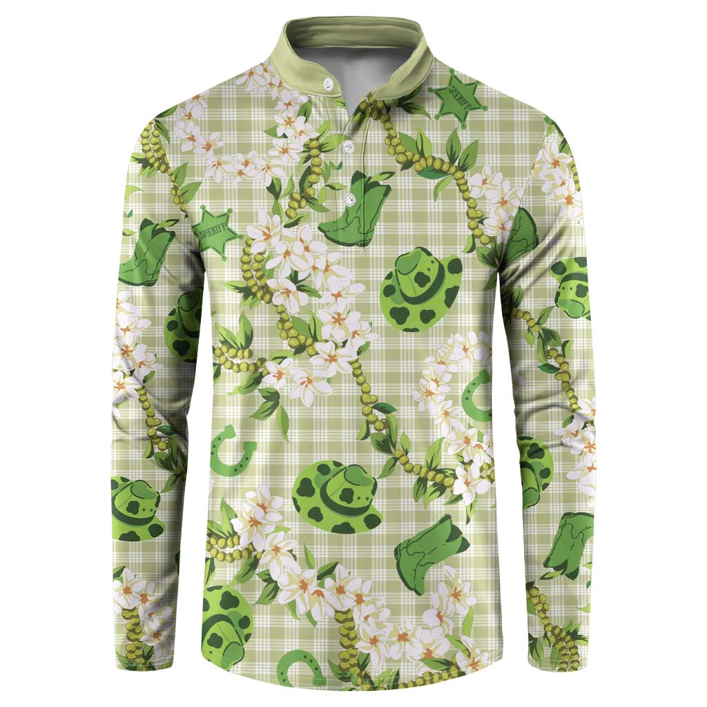 Mokihana Maile Ilima Leis Paniolo Palaka Button Sweatshirt Hawaiian Omaomo Ala Spirit LT9 Green - Polynesian Pride