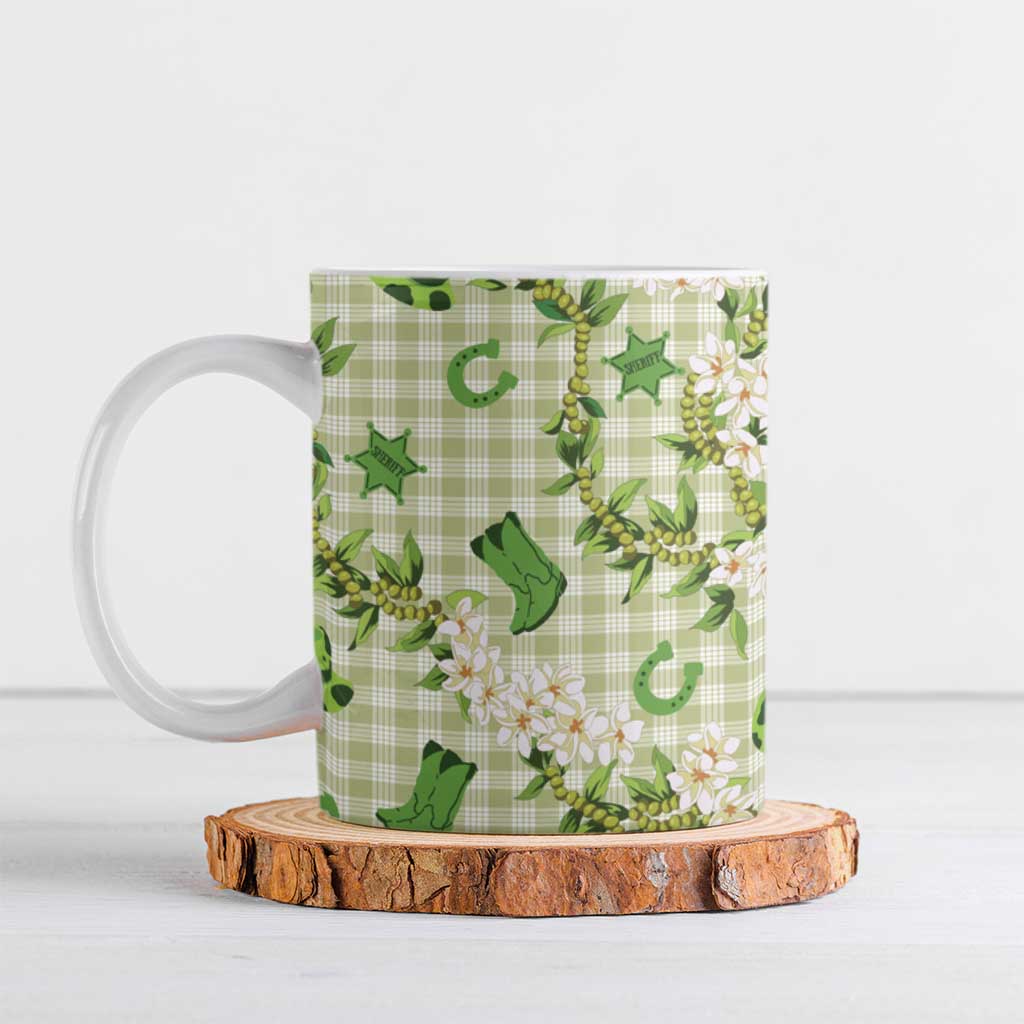 Mokihana Maile Ilima Leis Paniolo Palaka Ceramic Mug Hawaiian Omaomo Ala Spirit LT9 Green - Polynesian Pride