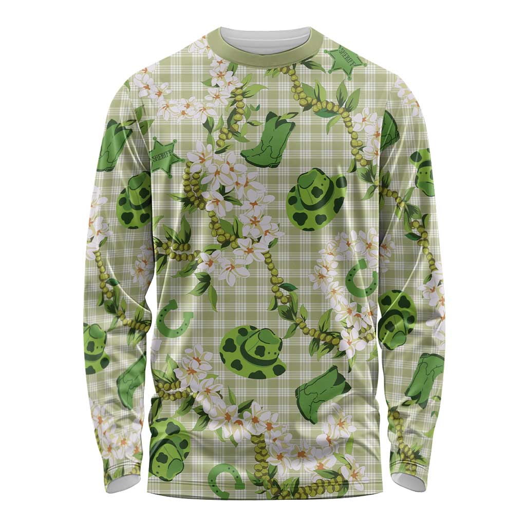 Mokihana Maile Ilima Leis Paniolo Palaka Long Sleeve Shirt Hawaiian Omaomo Ala Spirit LT9 Unisex Green - Polynesian Pride