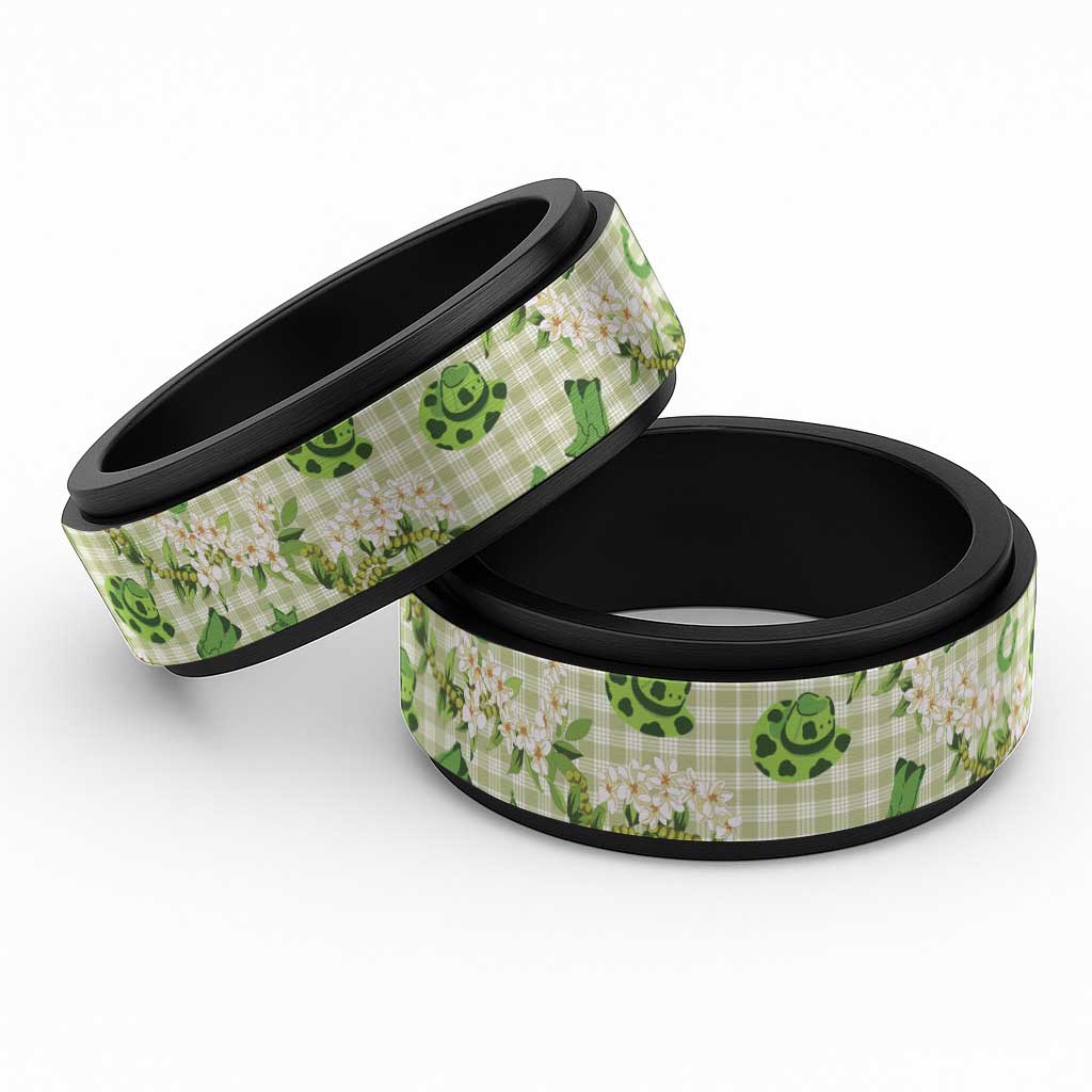 Mokihana Maile Ilima Leis Paniolo Palaka Spinner Ring Hawaiian Omaomo Ala Spirit LT9 Black Green - Polynesian Pride