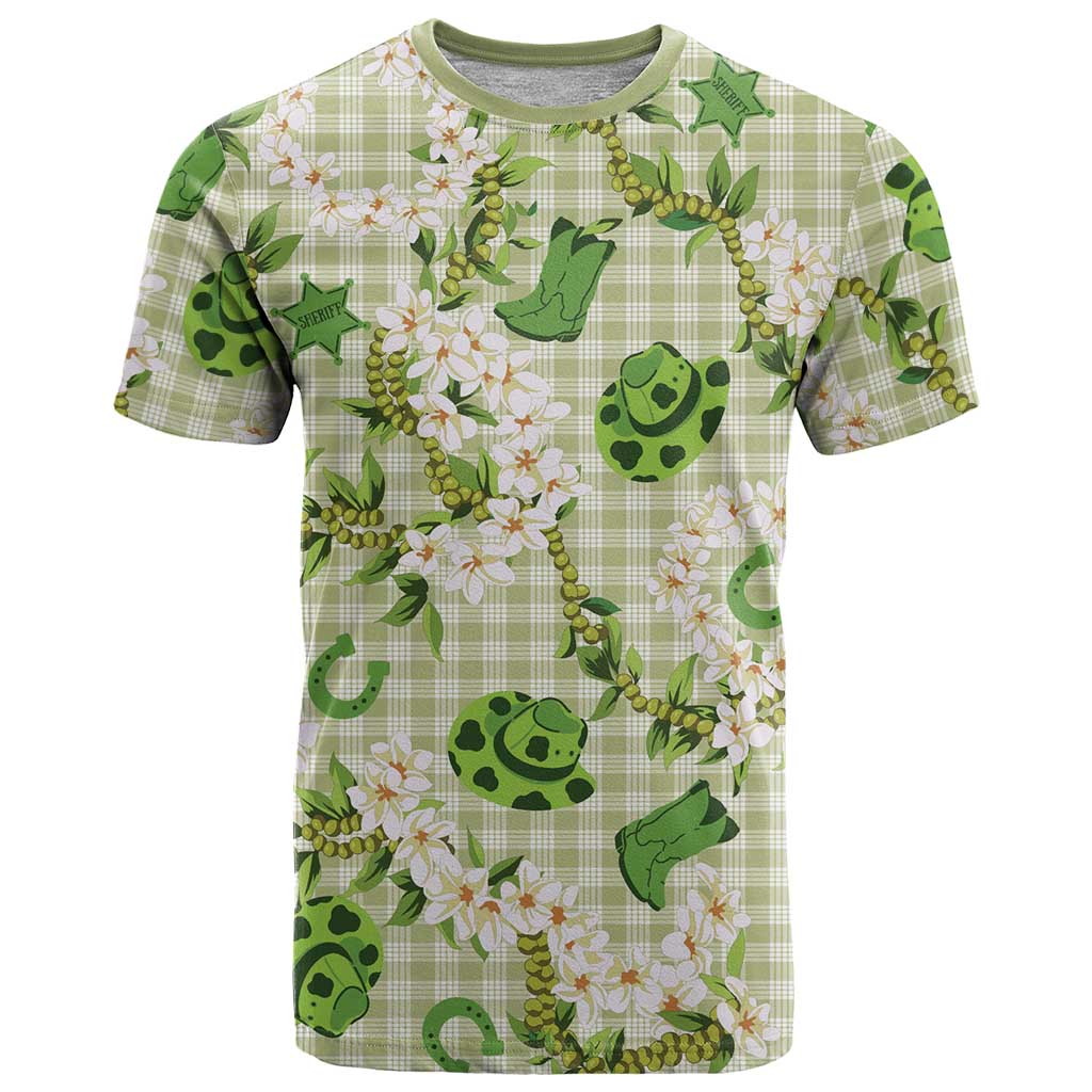 Mokihana Maile Ilima Leis Paniolo Palaka T Shirt Hawaiian Omaomo Ala Spirit LT9 Green - Polynesian Pride