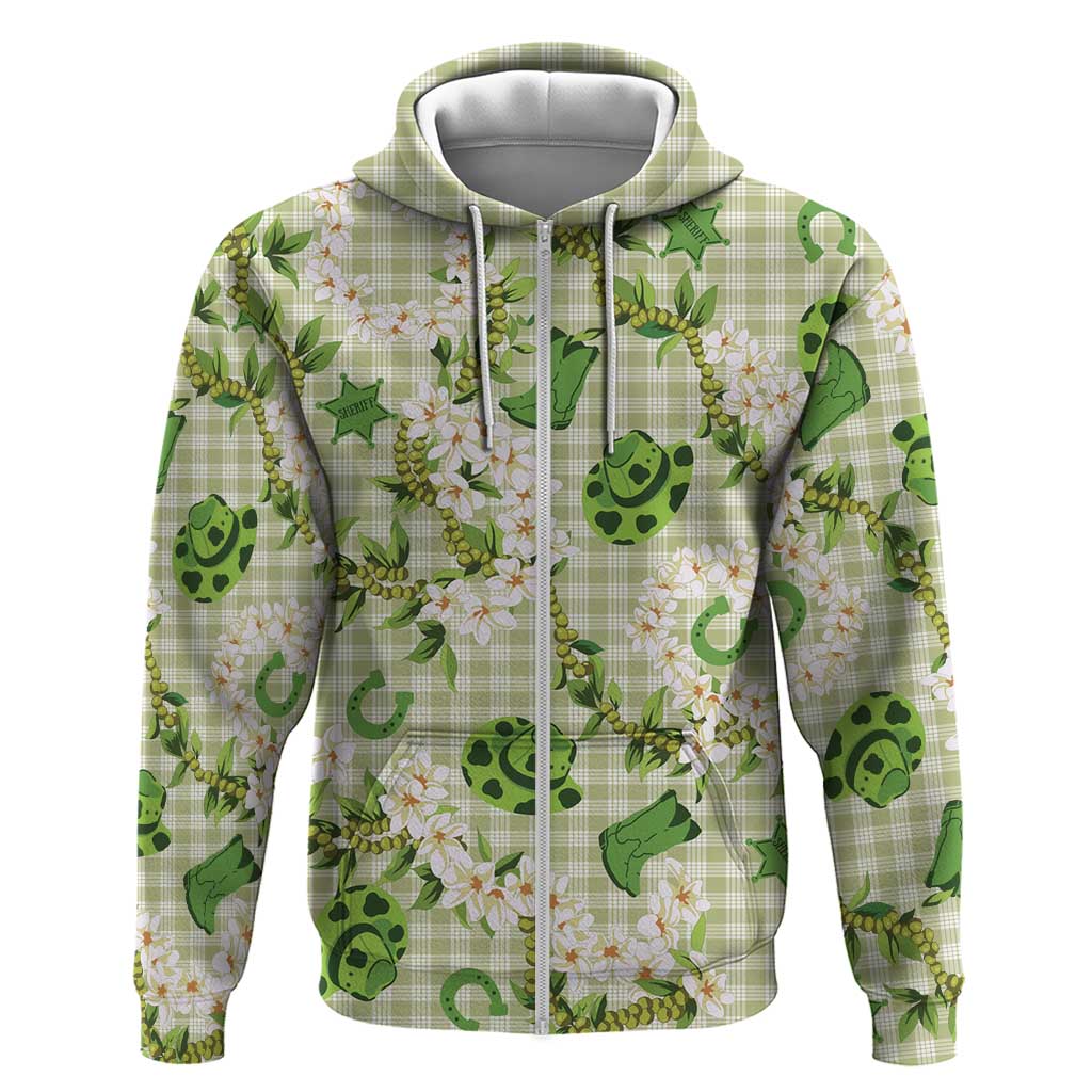 Mokihana Maile Ilima Leis Paniolo Palaka Zip Hoodie Hawaiian Omaomo Ala Spirit LT9 Zip Hoodie Green - Polynesian Pride