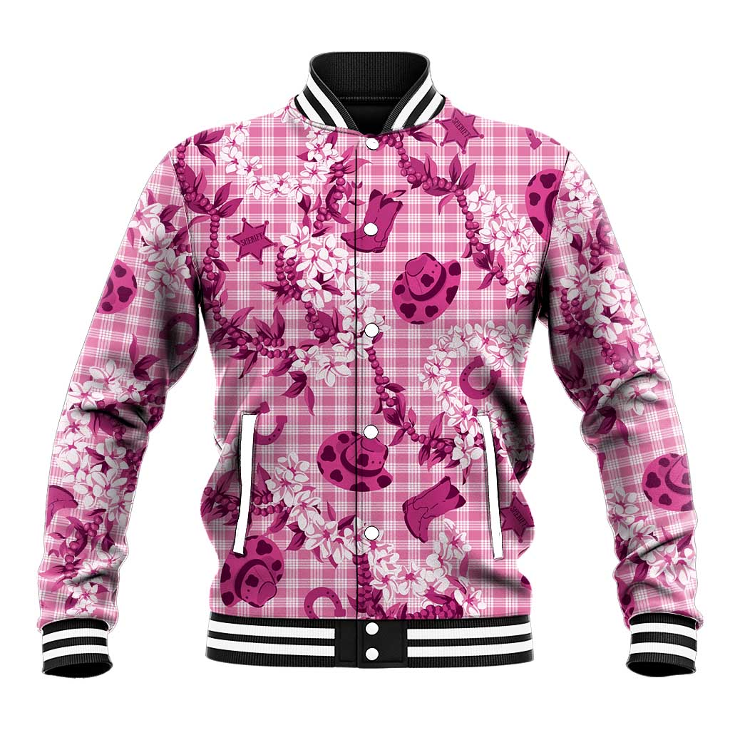 Mokihana Maile Ilima Leis Paniolo Palaka Baseball Jacket Hawaiian Omaomo Ulaula Spirit LT9 Unisex Pink - Polynesian Pride