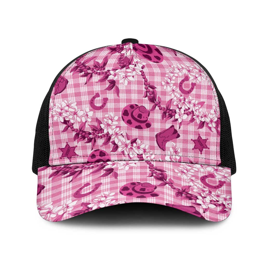 Mokihana Maile Ilima Leis Paniolo Palaka Baseball Net Cap Hawaiian Omaomo Ulaula Spirit LT9 One Size Black Pink - Polynesian Pride