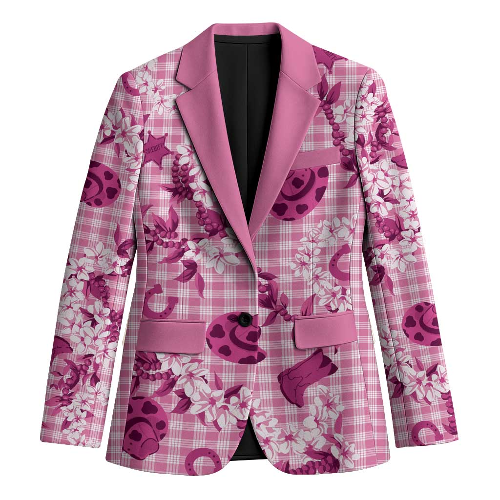 Mokihana Maile Ilima Leis Paniolo Palaka Blazer Hawaiian Omaomo Ulaula Spirit LT9 Unisex Pink - Polynesian Pride