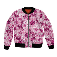 Mokihana Maile Ilima Leis Paniolo Palaka Bomber Jacket Hawaiian Omaomo Ulaula Spirit LT9 Unisex Pink - Polynesian Pride
