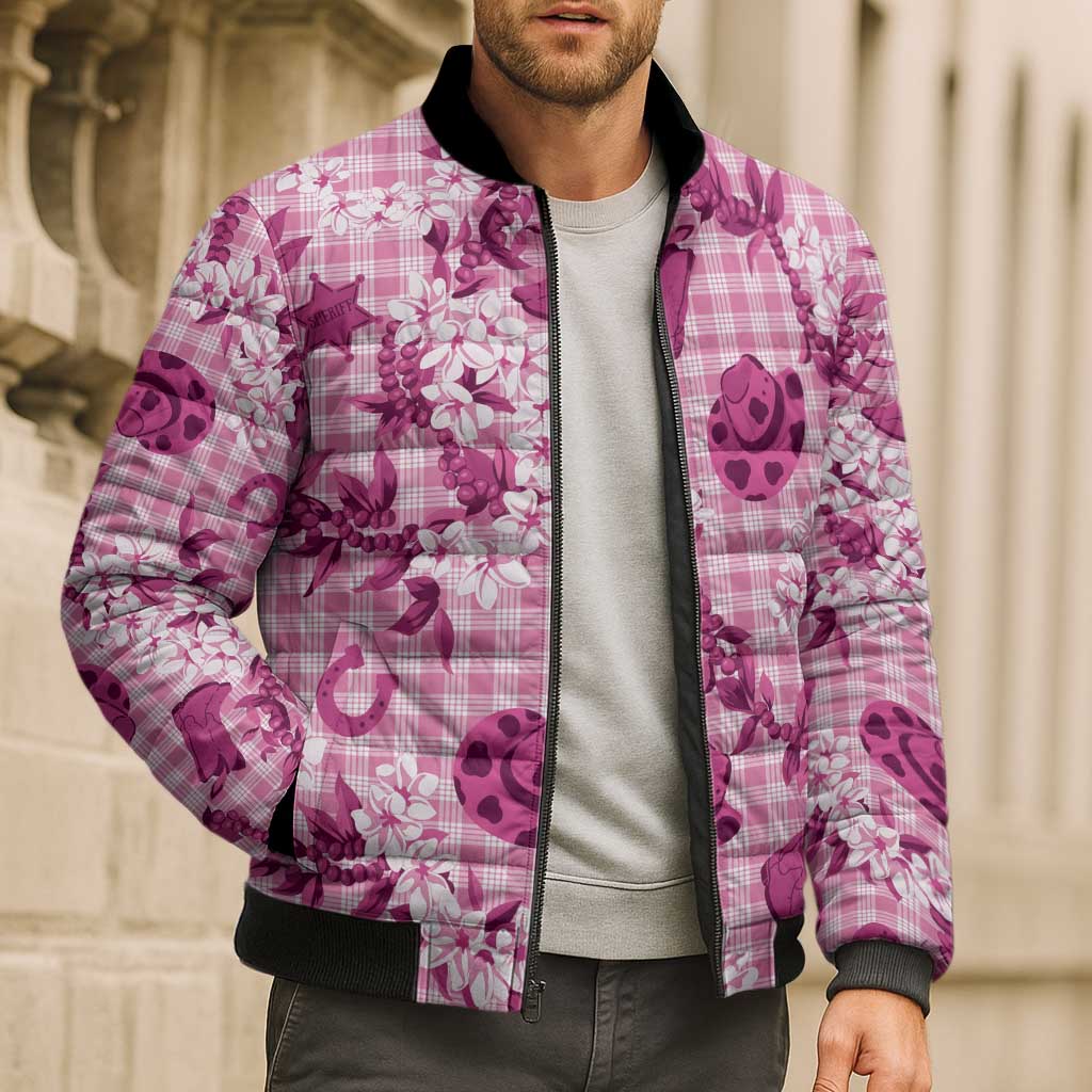 Mokihana Maile Ilima Leis Paniolo Palaka Bomber Puffer Jacket Hawaiian Omaomo Ulaula Spirit LT9 - Polynesian Pride