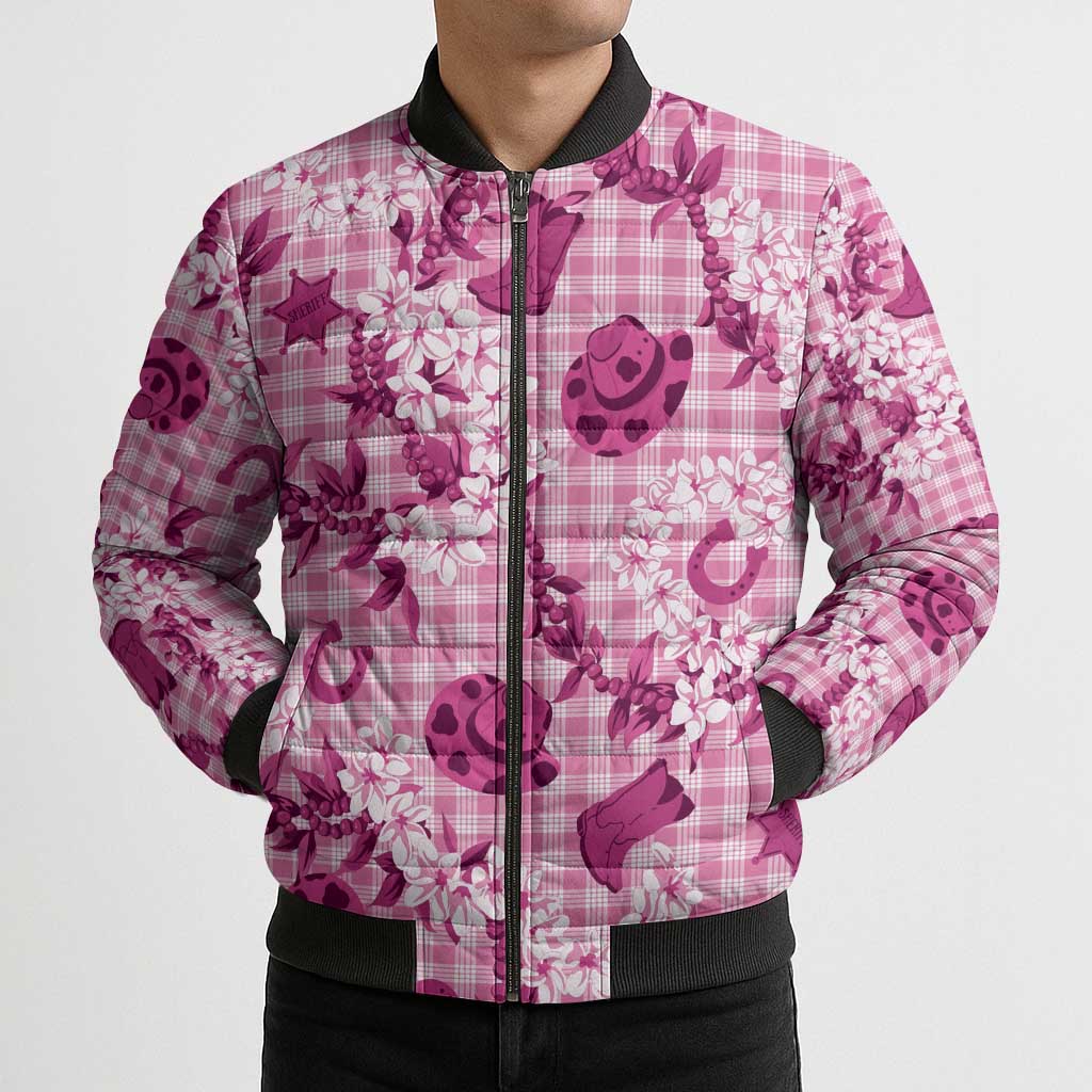 Mokihana Maile Ilima Leis Paniolo Palaka Bomber Puffer Jacket Hawaiian Omaomo Ulaula Spirit LT9 - Polynesian Pride