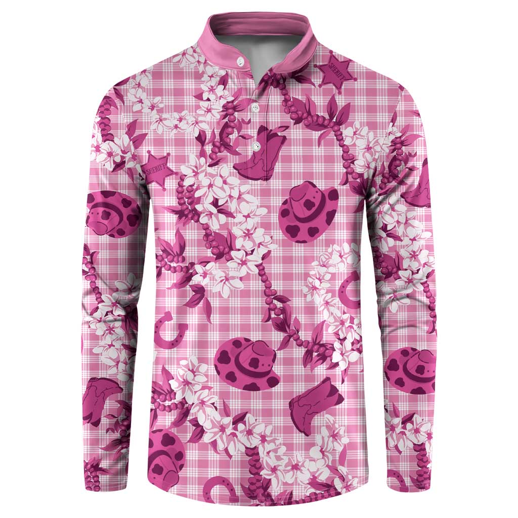 Mokihana Maile Ilima Leis Paniolo Palaka Button Sweatshirt Hawaiian Omaomo Ulaula Spirit LT9 Pink - Polynesian Pride