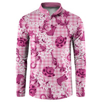 Mokihana Maile Ilima Leis Paniolo Palaka Button Sweatshirt Hawaiian Omaomo Ulaula Spirit LT9 Pink - Polynesian Pride