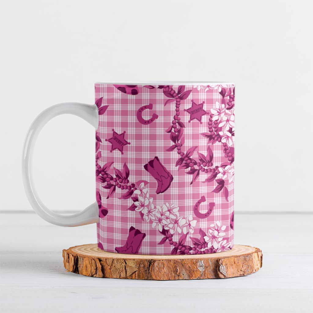 Mokihana Maile Ilima Leis Paniolo Palaka Ceramic Mug Hawaiian Omaomo Ulaula Spirit LT9 Pink - Polynesian Pride