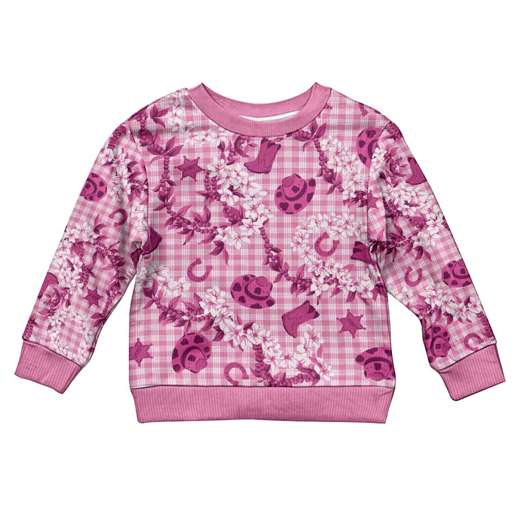 Mokihana Maile Ilima Leis Paniolo Palaka Kid Ugly Christmas Sweater Hawaiian Omaomo Ulaula Spirit LT9 Kid Pink - Polynesian Pride