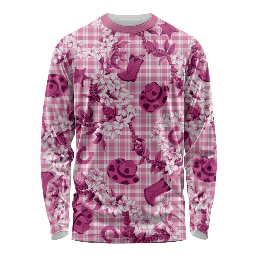 Mokihana Maile Ilima Leis Paniolo Palaka Long Sleeve Shirt Hawaiian Omaomo Ulaula Spirit LT9 Unisex Pink - Polynesian Pride