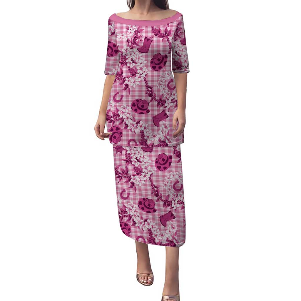 Mokihana Maile Ilima Leis Paniolo Palaka Puletasi Hawaiian Omaomo Ulaula Spirit LT9 Long Dress Pink - Polynesian Pride