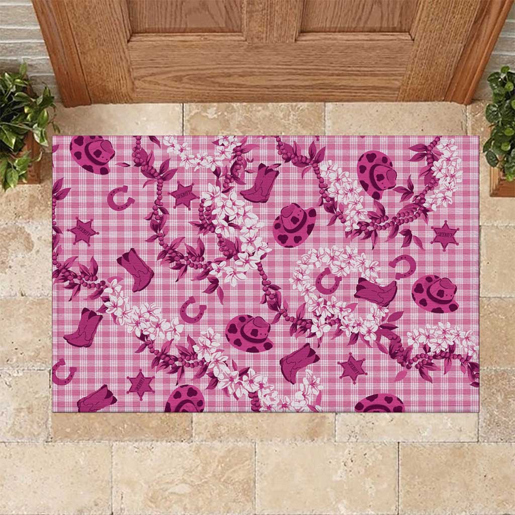 Mokihana Maile Ilima Leis Paniolo Palaka Rubber Doormat Hawaiian Omaomo Ulaula Spirit LT9 Pink - Polynesian Pride