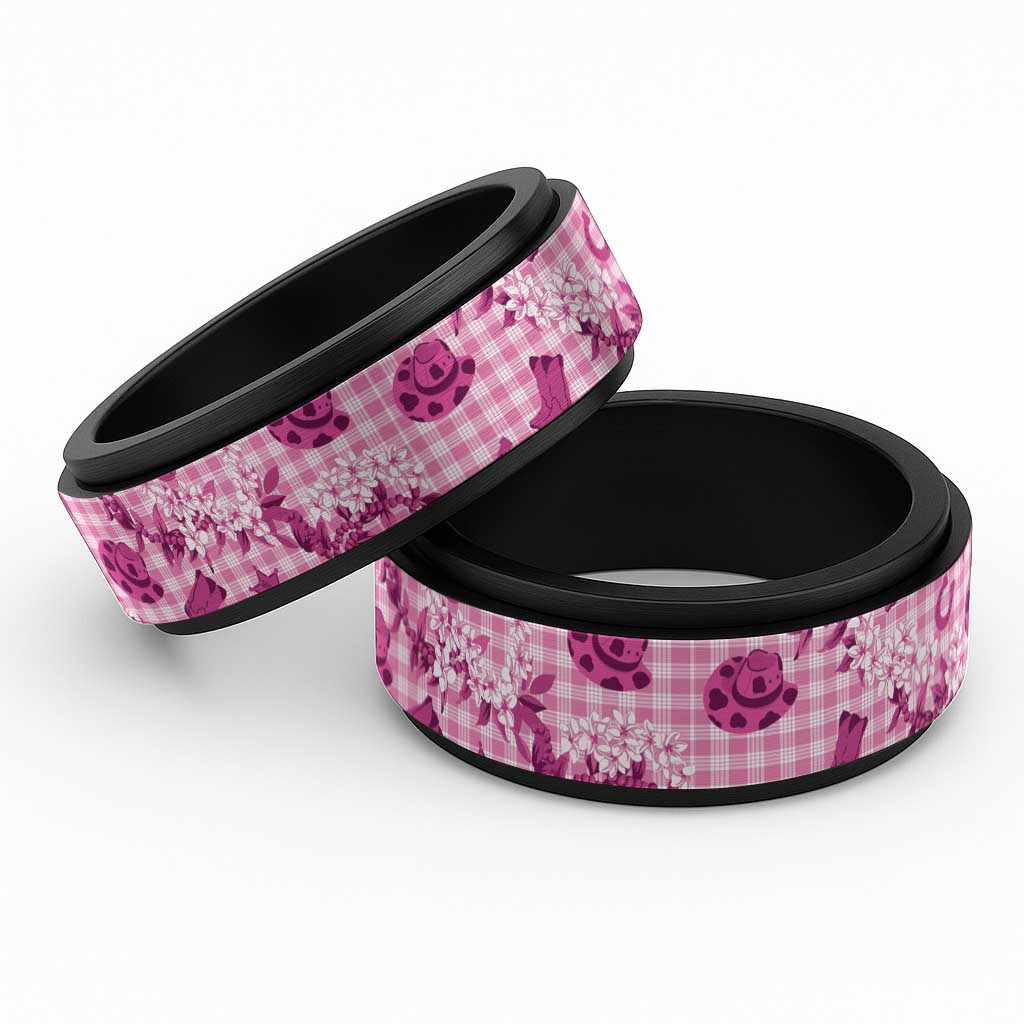 Mokihana Maile Ilima Leis Paniolo Palaka Spinner Ring Hawaiian Omaomo Ulaula Spirit LT9 Black Pink - Polynesian Pride