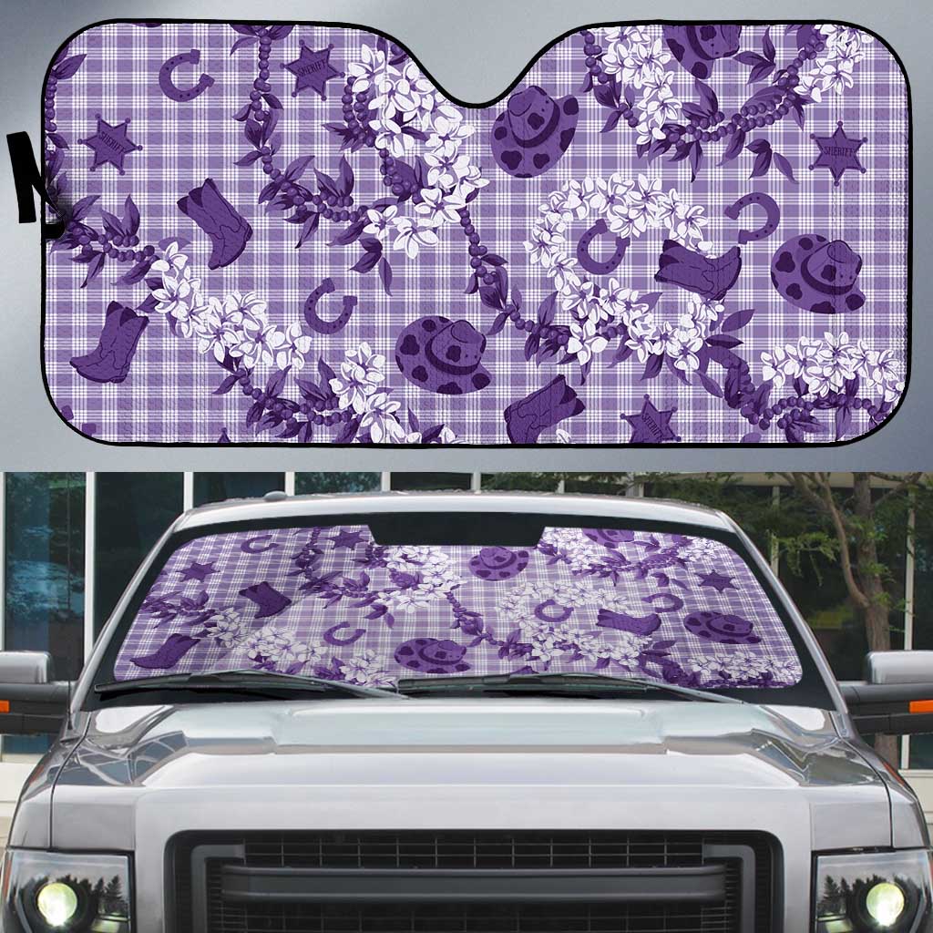 Mokihana Maile Ilima Leis Paniolo Palaka Auto Sun Shade Hawaiian Poni Spirit LT9 Purple - Polynesian Pride