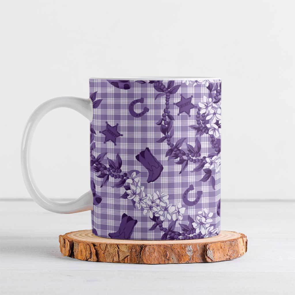 Mokihana Maile Ilima Leis Paniolo Palaka Ceramic Mug Hawaiian Poni Spirit LT9 Purple - Polynesian Pride
