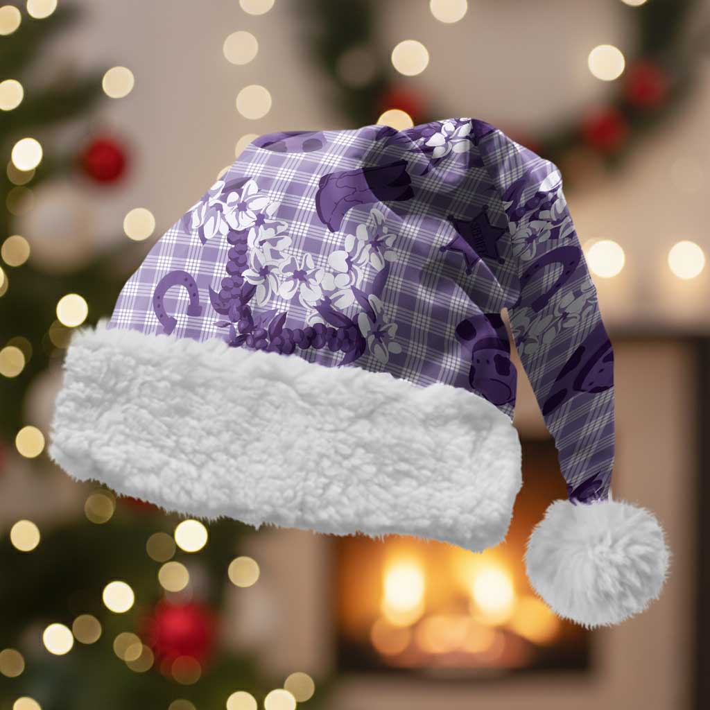 Mokihana Maile Ilima Leis Paniolo Palaka Christmas Santa Hat Hawaiian Poni Spirit LT9 With Fur Purple - Polynesian Pride