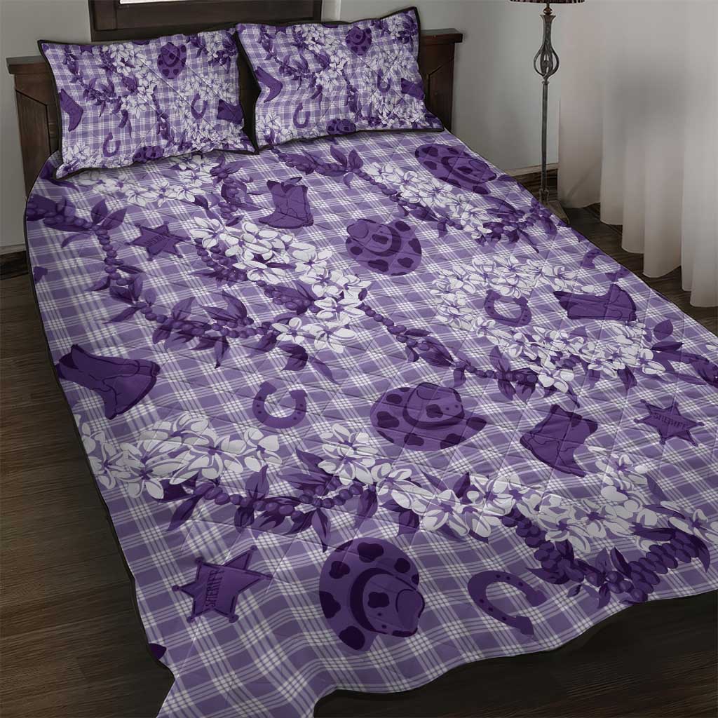 Mokihana Maile Ilima Leis Paniolo Palaka Quilt Bed Set Hawaiian Poni Spirit LT9 Purple - Polynesian Pride