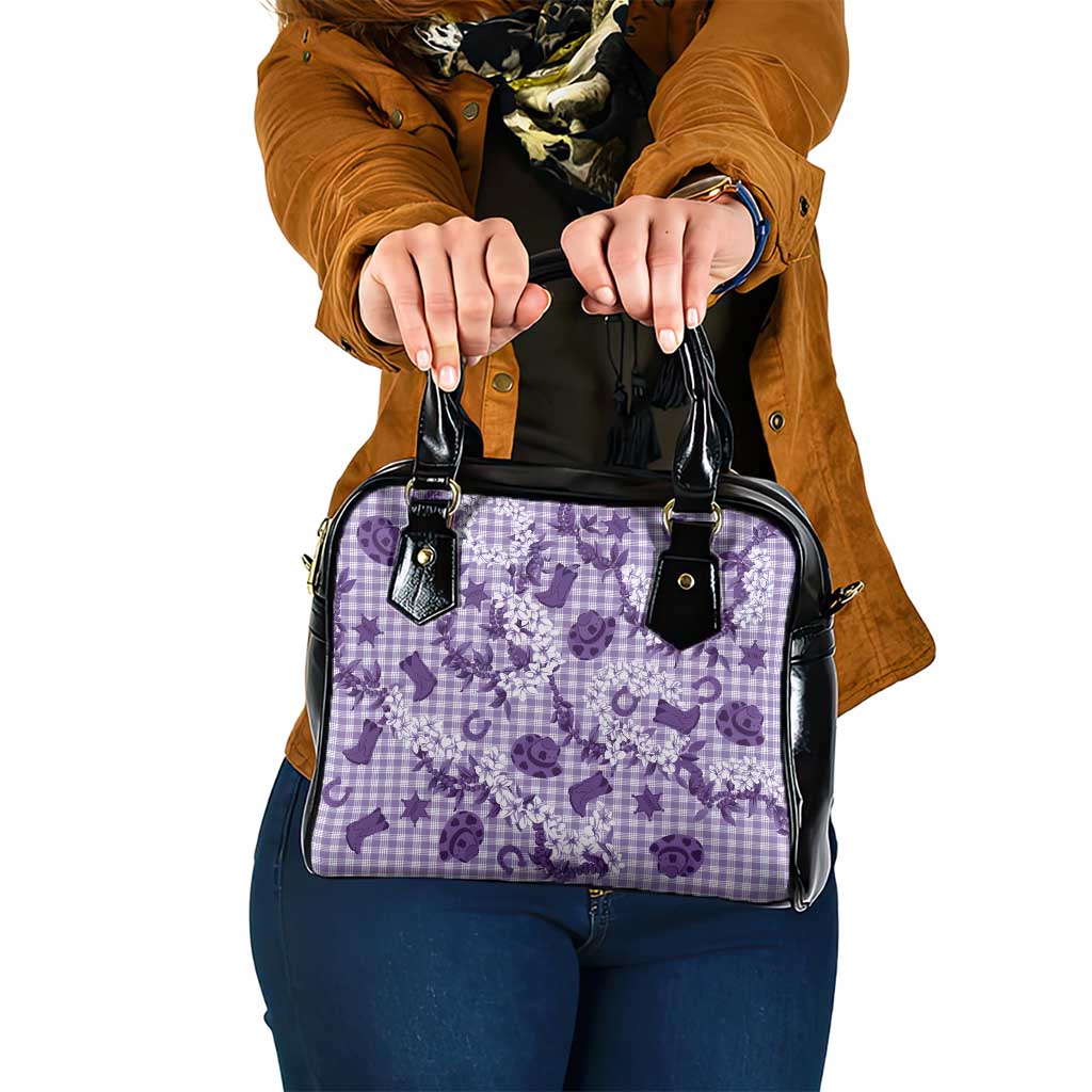 Mokihana Maile Ilima Leis Paniolo Palaka Shoulder Handbag Hawaiian Poni Spirit LT9 One Size Purple - Polynesian Pride