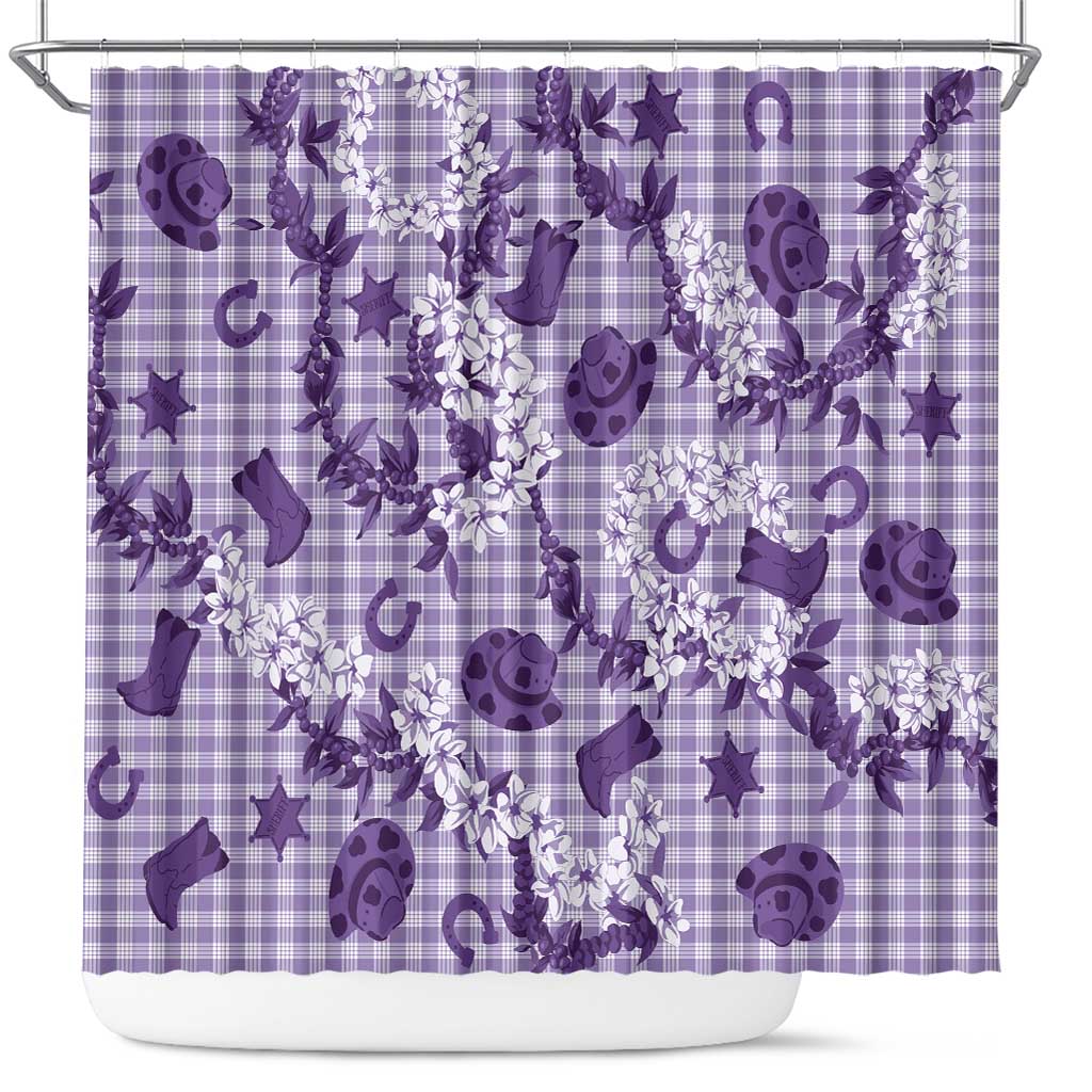 Mokihana Maile Ilima Leis Paniolo Palaka Shower Curtain Hawaiian Poni Spirit LT9 Purple - Polynesian Pride