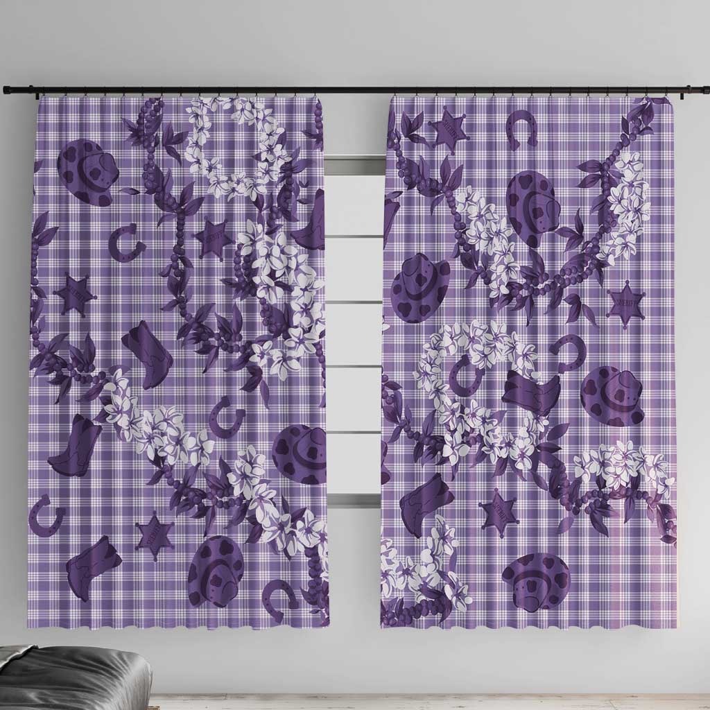 Mokihana Maile Ilima Leis Paniolo Palaka Window Curtain Hawaiian Poni Spirit LT9 With Hooks Purple - Polynesian Pride