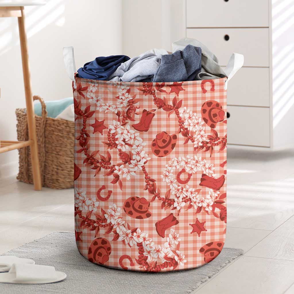 Mokihana Maile Ilima Leis Paniolo Palaka Laundry Basket Hawaiian Ulaula Spirit LT9 Red - Polynesian Pride