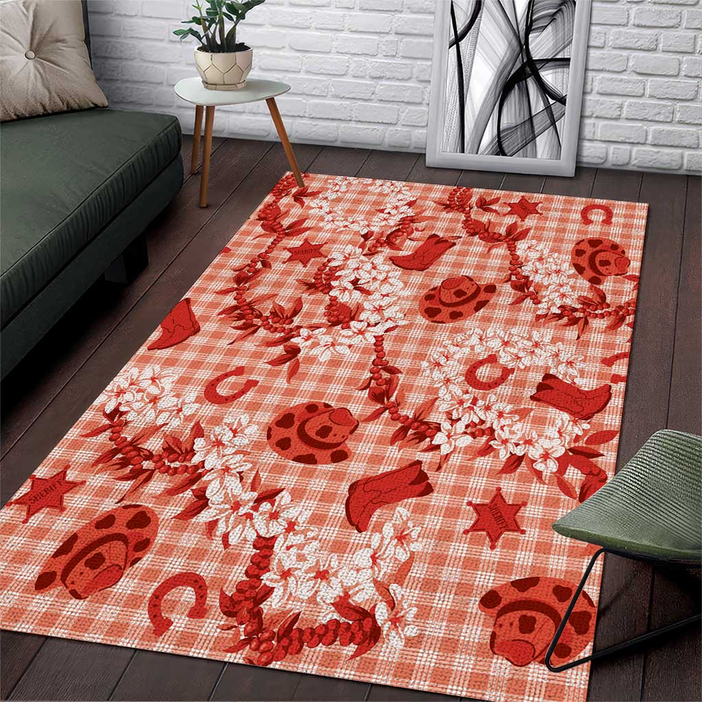 Mokihana Maile Ilima Leis Paniolo Palaka Area Rug Hawaiian Ulaula Spirit LT9 Red - Polynesian Pride