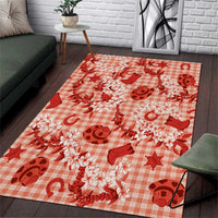 Mokihana Maile Ilima Leis Paniolo Palaka Area Rug Hawaiian Ulaula Spirit LT9 Red - Polynesian Pride