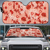 Mokihana Maile Ilima Leis Paniolo Palaka Auto Sun Shade Hawaiian Ulaula Spirit LT9 Red - Polynesian Pride