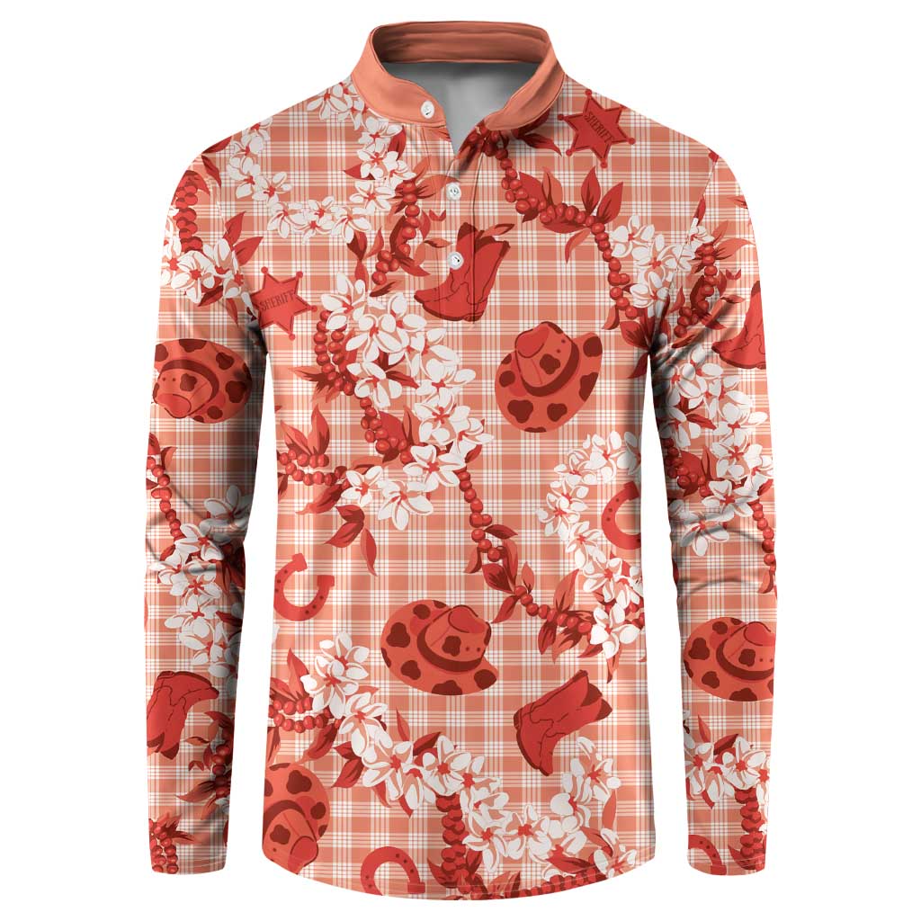 Mokihana Maile Ilima Leis Paniolo Palaka Button Sweatshirt Hawaiian Ulaula Spirit LT9 Red - Polynesian Pride