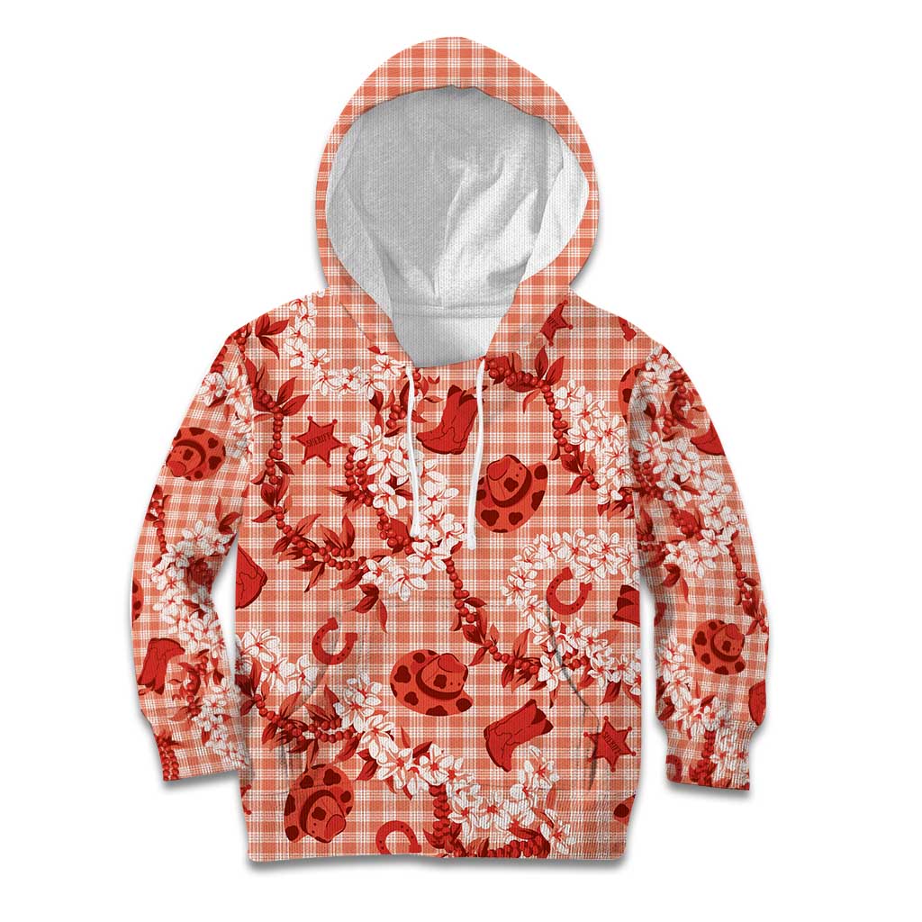 Mokihana Maile Ilima Leis Paniolo Palaka Kid Hoodie Hawaiian Ulaula Spirit LT9 Hoodie Red - Polynesian Pride